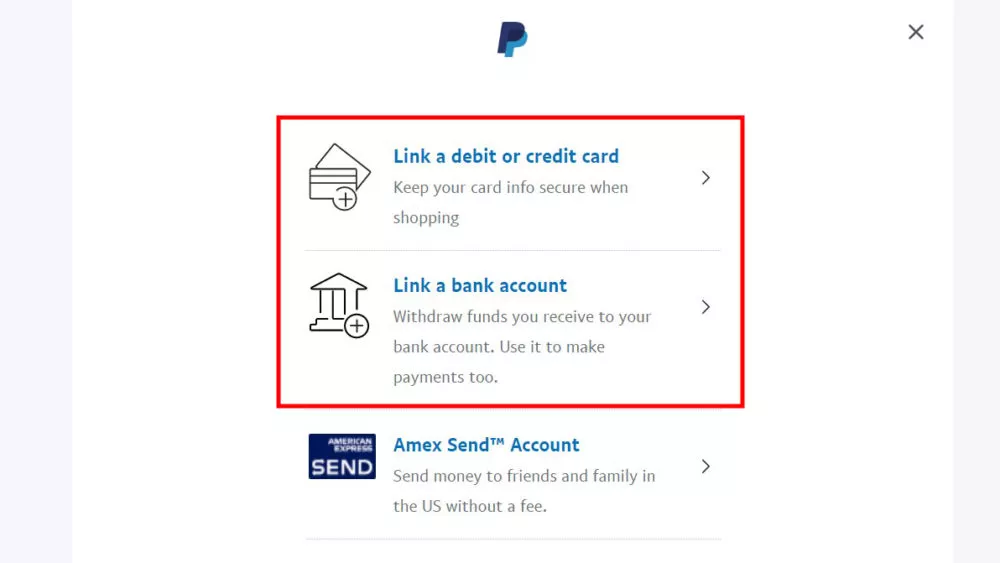 Link a card paypal